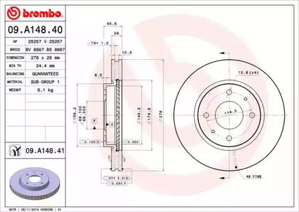 Тормозной диск BREMBO 09.A148.41