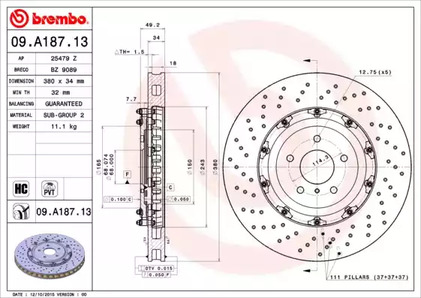 Тормозной диск BREMBO 09.A187.13