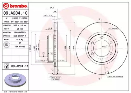 09.A204.11 BREMBO Тормозной диск