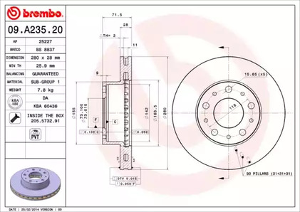 09.A235.20 BREMBO Тормозной диск