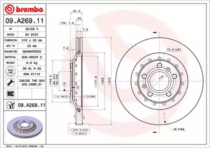 09.A269.11 BREMBO Диск тормозной