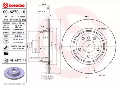 09.A270.11 BREMBO Диск тормозной