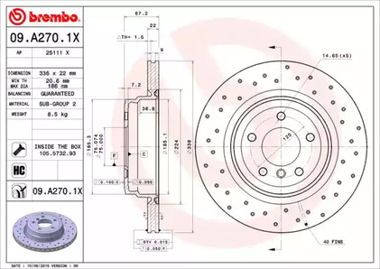 09.A270.1X BREMBO Тормозной диск