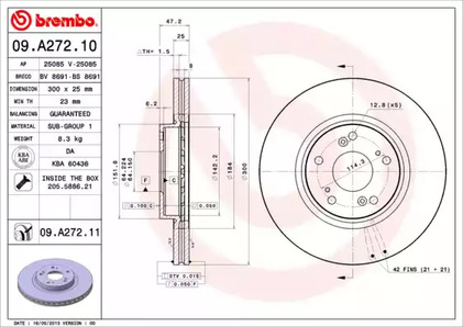 09.A272.11 BREMBO Тормозной диск