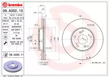 09.A350.11 BREMBO Тормозной диск