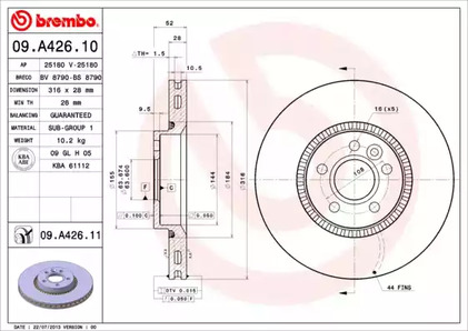 Тормозной диск BREMBO 09.A426.11