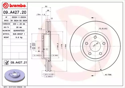 Тормозной диск BREMBO 09.A427.21