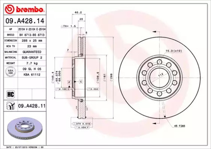 09.A428.11 BREMBO Тормозной диск