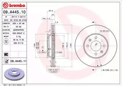 Тормозной диск BREMBO 09.A445.10