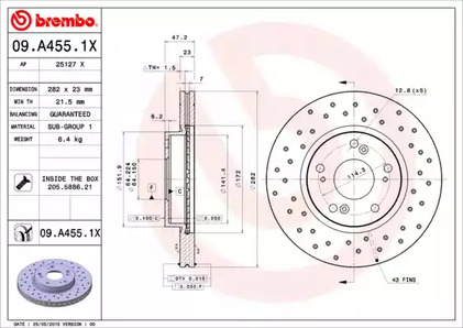 Тормозной диск BREMBO 09.A455.1X