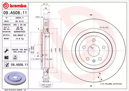 Диск тормозной BREMBO 09.A508.11