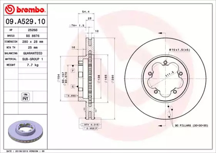 09.A529.10 BREMBO Тормозной диск