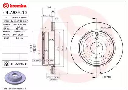 09.A629.10 BREMBO Тормозной диск