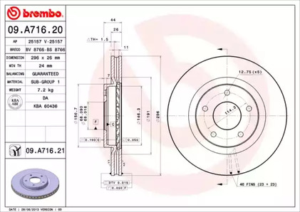 09.A716.20 BREMBO Тормозной диск