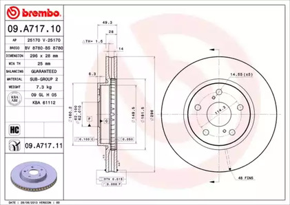 Тормозной диск BREMBO 09.A717.11