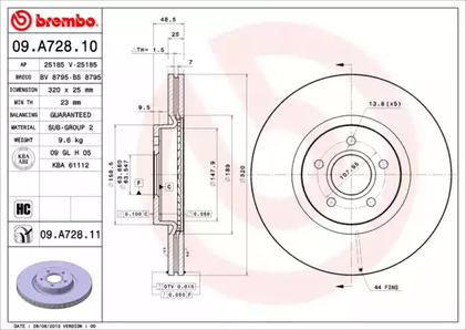 09.A728.11 BREMBO Тормозной диск