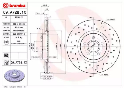 Тормозной диск BREMBO 09.A728.1X