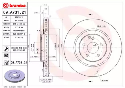 Диск тормозной BREMBO 09.A731.21