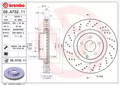 09.A732.11 BREMBO Тормозной диск