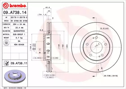 09.A738.11 BREMBO Тормозной диск