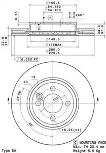 09.A761.11 BREMBO Тормозной диск