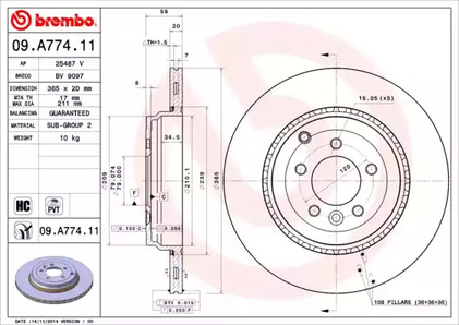 Тормозной диск BREMBO 09.A774.11