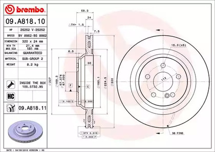 Тормозной диск BREMBO 09.A818.11