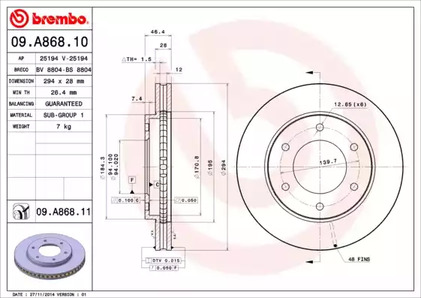 Тормозной диск BREMBO 09.A868.10