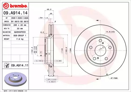 Тормозной диск BREMBO 09.A914.14