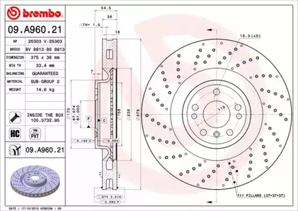 Тормозной диск BREMBO 09.A960.21