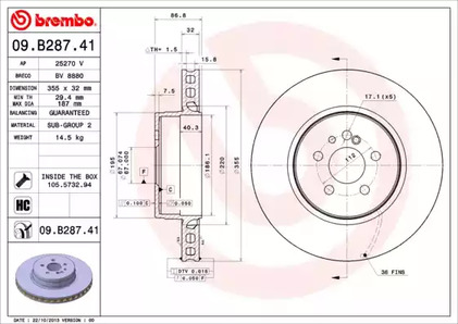 Диск тормозной BREMBO 09.B287.41