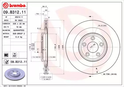Тормозной диск BREMBO 09.B312.11