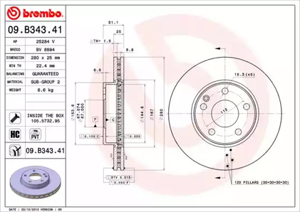 Тормозной диск BREMBO 09.B343.41