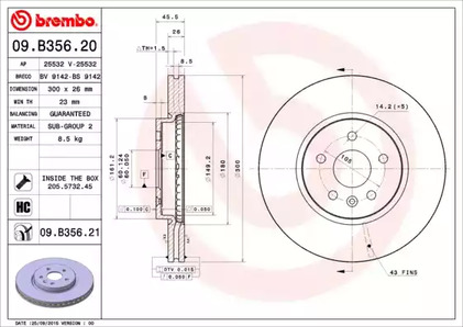 Тормозной диск BREMBO 09.B356.21