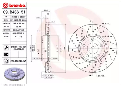 Тормозной диск BREMBO 09.B436.51