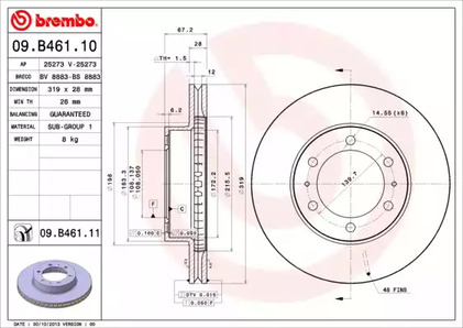 09.B461.11 BREMBO Тормозной диск