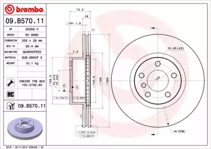 Тормозной диск BREMBO 09.B570.11