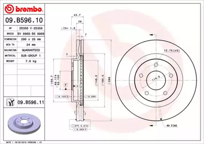 Тормозной диск BREMBO 09.B596.11