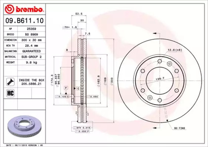 Тормозной диск BREMBO 09.B611.10