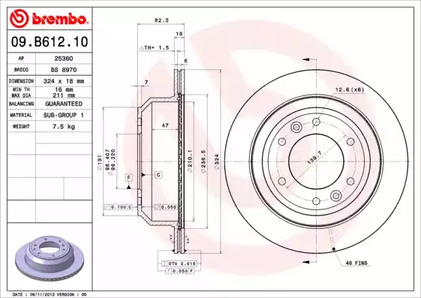 Тормозной диск BREMBO 09.B612.10