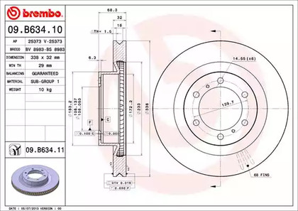 09.B634.11 BREMBO Тормозной диск