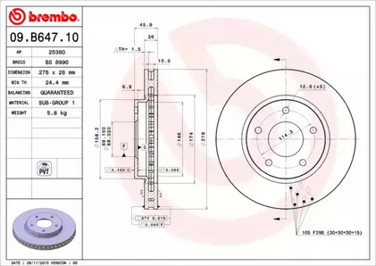 Тормозной диск BREMBO 09.B647.10