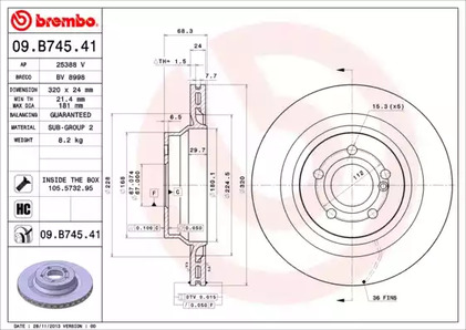 Тормозной диск BREMBO 09.B745.41