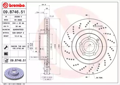 Тормозной диск BREMBO 09.B746.51