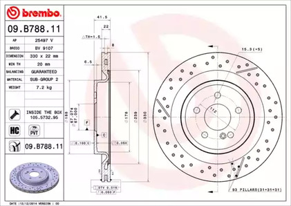 Диск тормозной BREMBO 09.B788.11