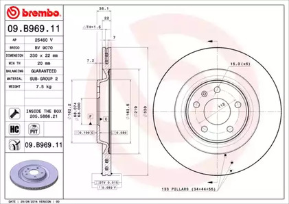 09.B969.11 BREMBO Тормозной диск