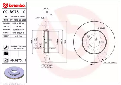 Тормозной диск BREMBO 09.B975.11