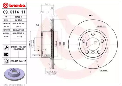 Диск тормозной BREMBO 09.C114.11