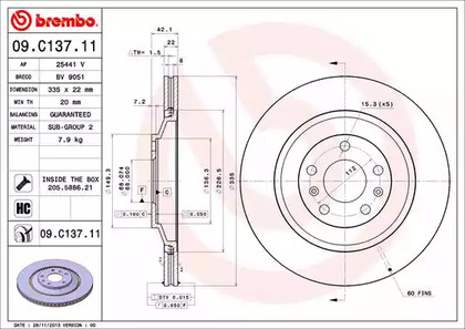 Тормозной диск BREMBO 09.C137.11