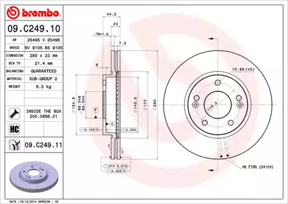 Тормозной диск BREMBO 09.C249.11